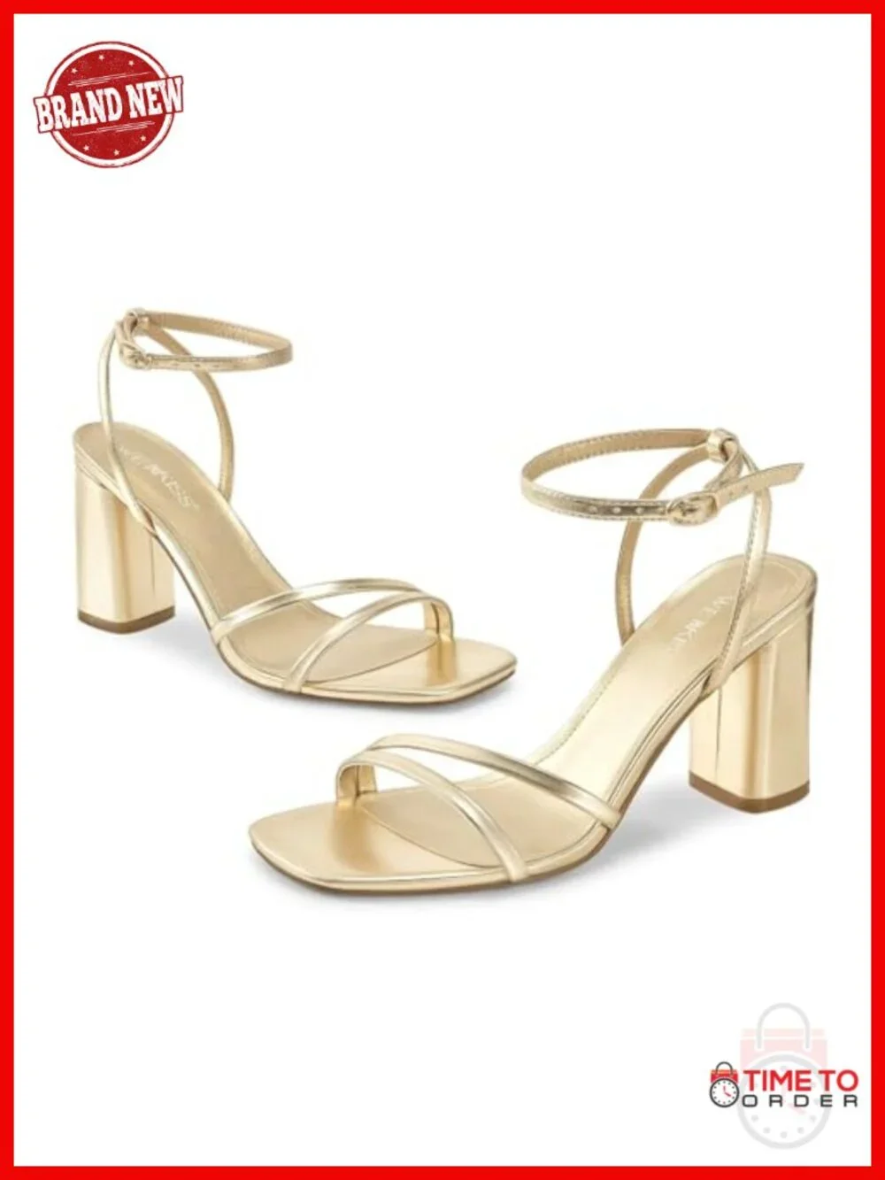 Women's Strappy Chunky Heeled Sandals Square Toe Ankle Buckle Dress Party Shoes